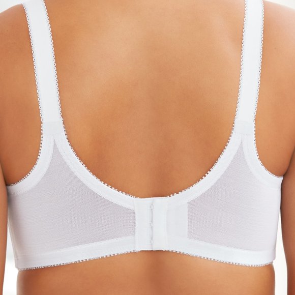 Set Of 3! 48D Glamorise COMFORT LIFT Bra (COTTON-LINED) Wireless LACE WHITE NEW - Picture 5 of 16